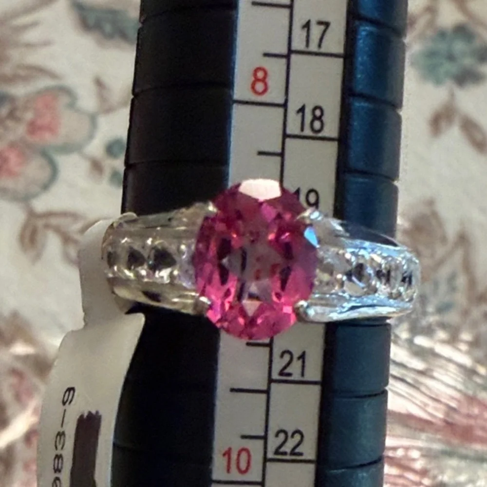 QVC Vintage Pink Gemstone Sterling Silver Ring - Picture 8 of 8